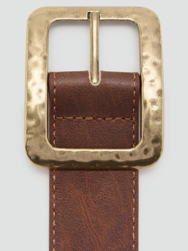 Mango Brown Hammered Buckle Belt - Image 3 of 3