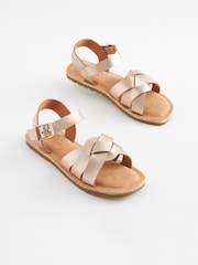 Rose Gold Standard Fit (F) Woven Leather Sandals - Image 1 of 6