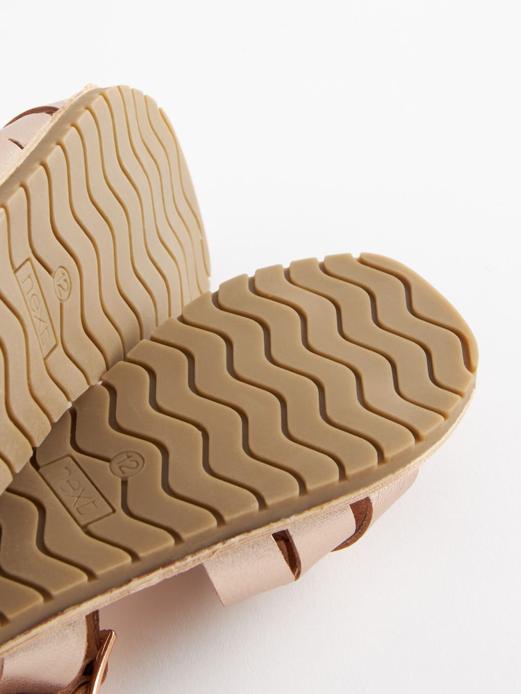 Rose Gold Standard Fit (F) Woven Leather Sandals - Image 6 of 6
