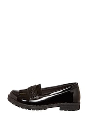 M&Co Girls Black Patent Loafer Shoes - Image 1 of 3