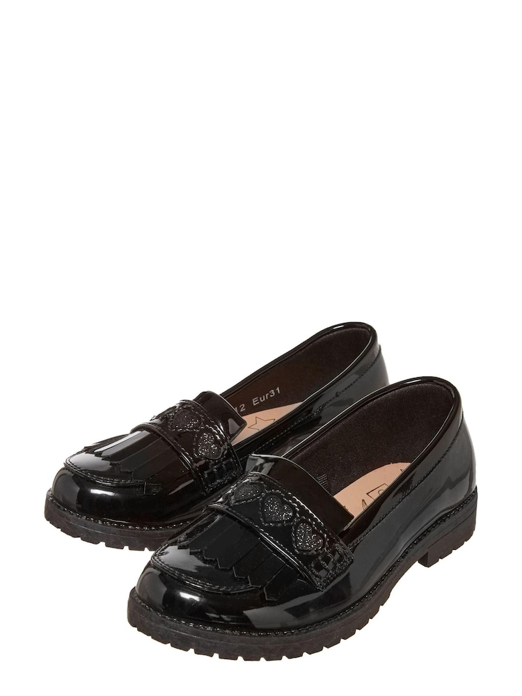 M&Co Girls Black Patent Loafer Shoes - Image 2 of 3
