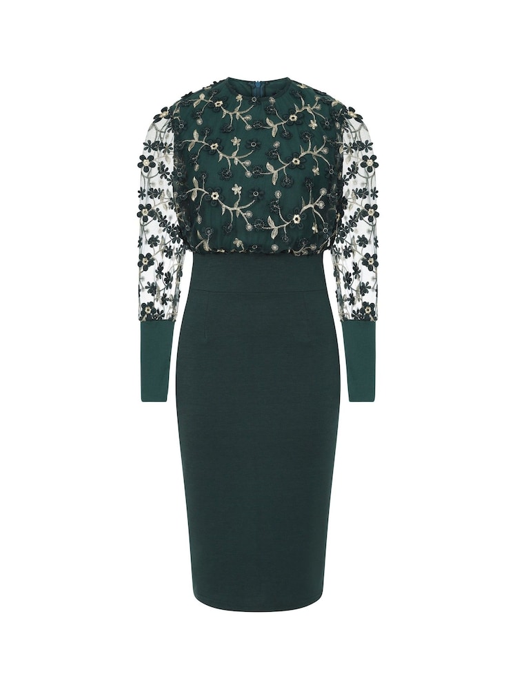 Hot Squash Green Embroidered Emma Dress - Image 3 of 3