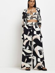 River Island Cream Strappy Shirred Beach Crop Top - Image 1 of 4