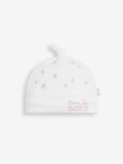 Jojo Maman Bébé Pink Born in 2023 Embroidered Hat - Image 1 of 4