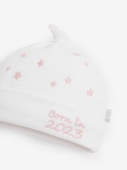 Jojo Maman Bébé Pink Born in 2023 Embroidered Hat - Image 2 of 4