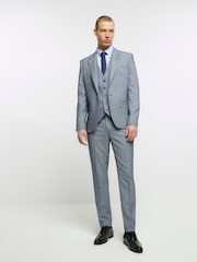 River Island Blue Houndstooth Waistcoat - Image 3 of 6