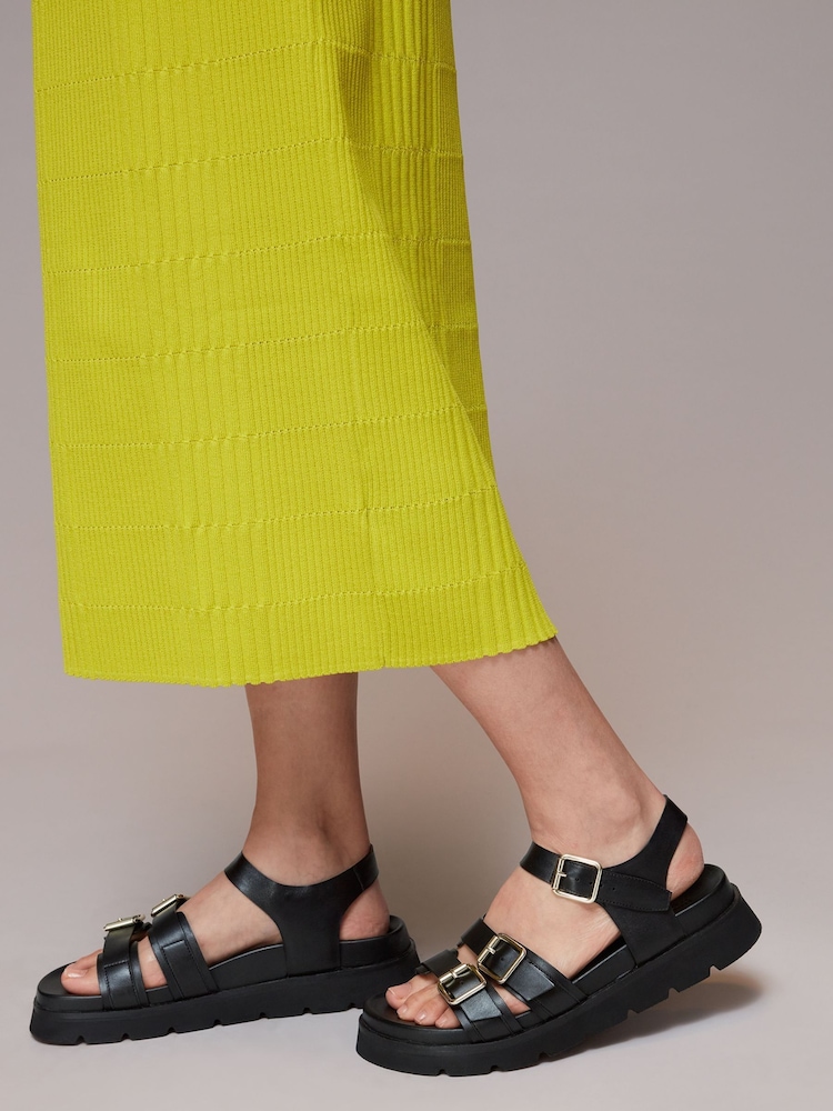 Whistles Black Triple Buckle Jemma Sandals - Image 1 of 4