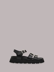 Whistles Black Triple Buckle Jemma Sandals - Image 2 of 4