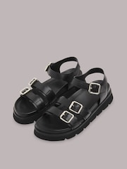 Whistles Black Triple Buckle Jemma Sandals - Image 3 of 4