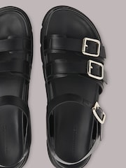 Whistles Black Triple Buckle Jemma Sandals - Image 4 of 4