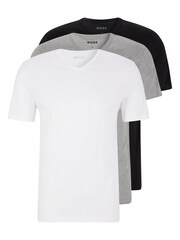 Negro - Pack de 3 camisetas de algodón 100% con cuello de pico Classic de BOSS - Imagen 2 de 9