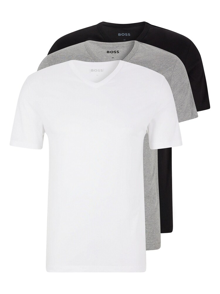 Negro - Pack de 3 camisetas de algodón 100% con cuello de pico Classic de BOSS - Imagen 2 de 9