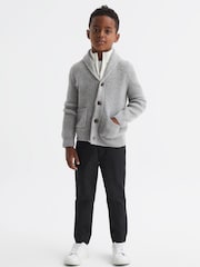 Reiss Soft Grey Melange King Junior Shawl Collar Cashmere Cardigan - Image 3 of 6