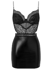 Ann Summers Black Hold Me Tight Faux Leather & Lace Dress - Image 4 of 4
