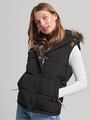 Superdry Black Vintage Everest Faux Fur Gilet - Image 1 of 5