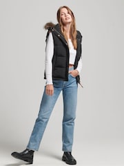 Superdry Black Vintage Everest Faux Fur Gilet - Image 3 of 5