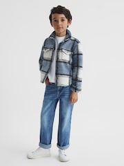Reiss Blue Belair Senior Checked Overshirt - Image 1 of 5