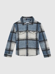 Reiss Blue Belair Senior Checked Overshirt - Image 2 of 5