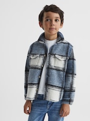 Reiss Blue Belair Senior Checked Overshirt - Image 3 of 5