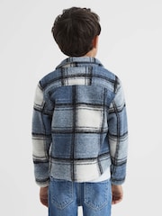 Reiss Blue Belair Senior Checked Overshirt - Image 4 of 5