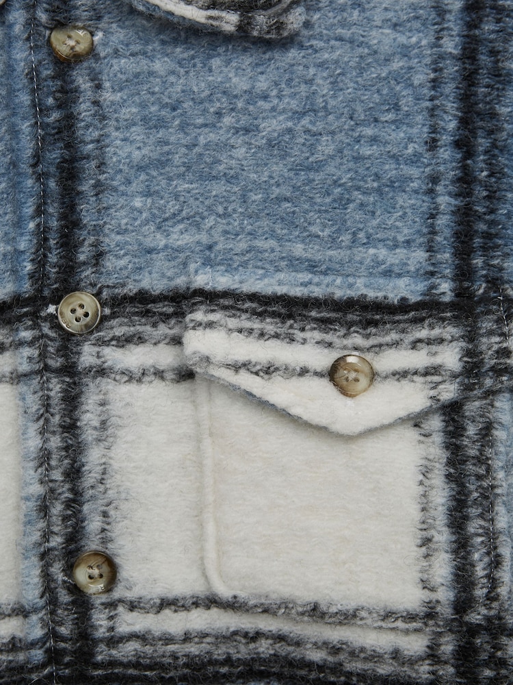 Reiss Blue Belair Senior Checked Overshirt - Image 5 of 5