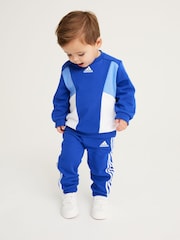 adidas Blue Infant Colorblock French Terry Tracksuit - Image 1 of 9