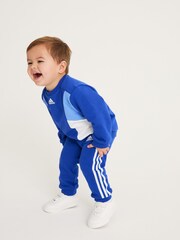 adidas Blue Infant Colorblock French Terry Tracksuit - Image 3 of 9