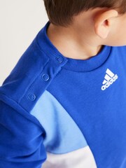 adidas Blue Infant Colorblock French Terry Tracksuit - Image 4 of 9