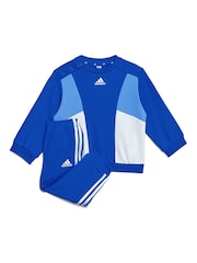adidas Blue Infant Colorblock French Terry Tracksuit - Image 6 of 9