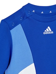 adidas Blue Infant Colorblock French Terry Tracksuit - Image 7 of 9