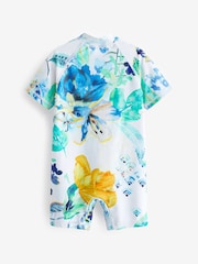 Blue/Ecru White Floral Sunsafe Swimsuit (3mths-7yrs) - Image 3 of 4