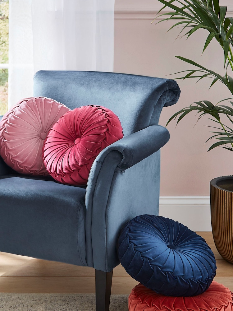 Laura Ashley Damson Purple Round Rosanna Cushion - Image 1 of 2