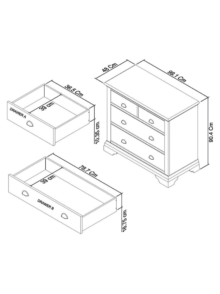 Bentley Designs White Hampstead 2+2 Drawer Chest - Image 2 of 2