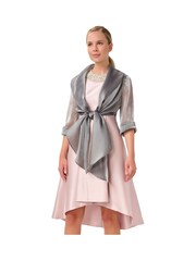 Adrianna Papell Silver Metallic Tie Front Cover-Up - Image 1 of 4
