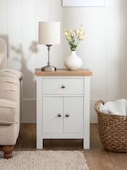 Cream Malvern Oak Effect Storage Side Table - Image 1 of 11