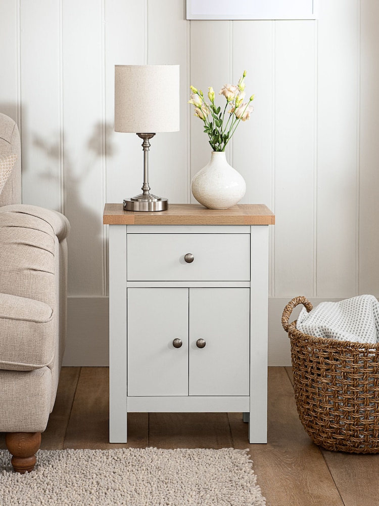 Cream Malvern Oak Effect Storage Side Table - Image 1 of 11