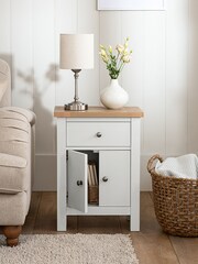 Cream Malvern Oak Effect Storage Side Table - Image 3 of 11