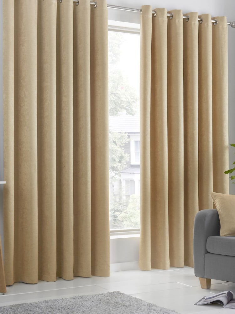 Fusion Strata Room Darkening Woven Pair of Eyelet Curtains - Image 1 of 4