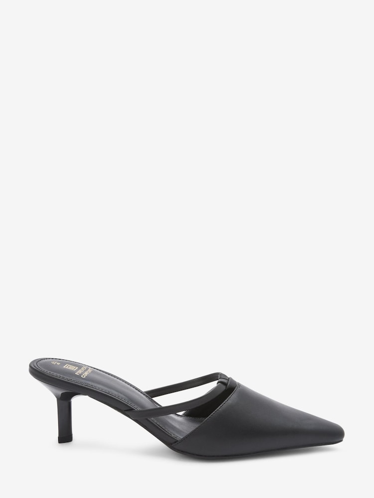 Schwarz - Forever Comfort® Chisel Kitten-Heel-Pantoletten mit Knotendesign - Bild 2 von 5