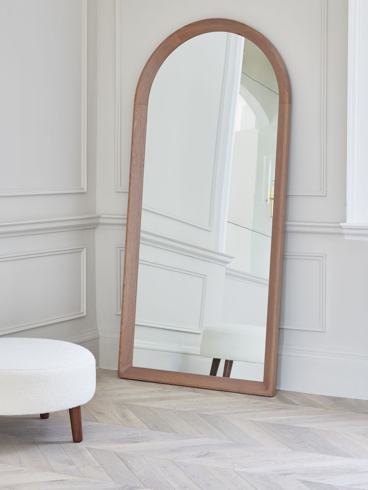 Jasper Conran London Oak Floor Length Arched Mirror - Image 1 of 3