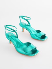 Emerald Green Forever Comfort® Metallic Kitten Heel Sandals - Image 1 of 8