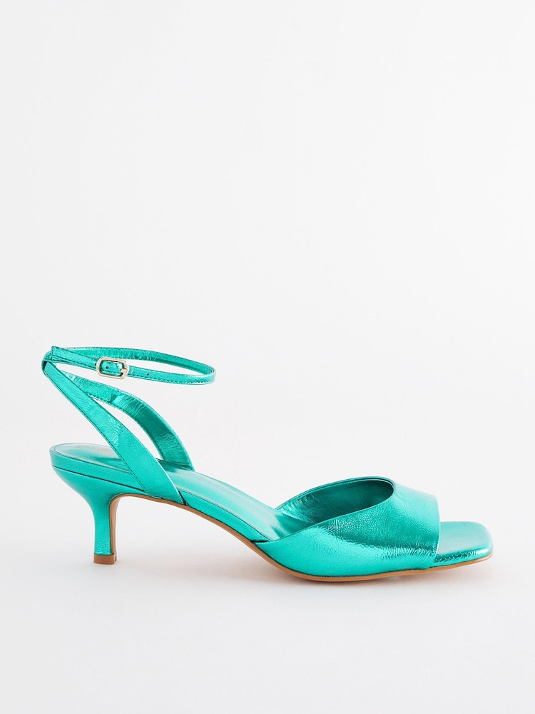 Emerald Green Forever Comfort® Metallic Kitten Heel Sandals - Image 2 of 8