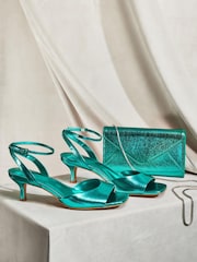 Emerald Green Forever Comfort® Metallic Kitten Heel Sandals - Image 6 of 8