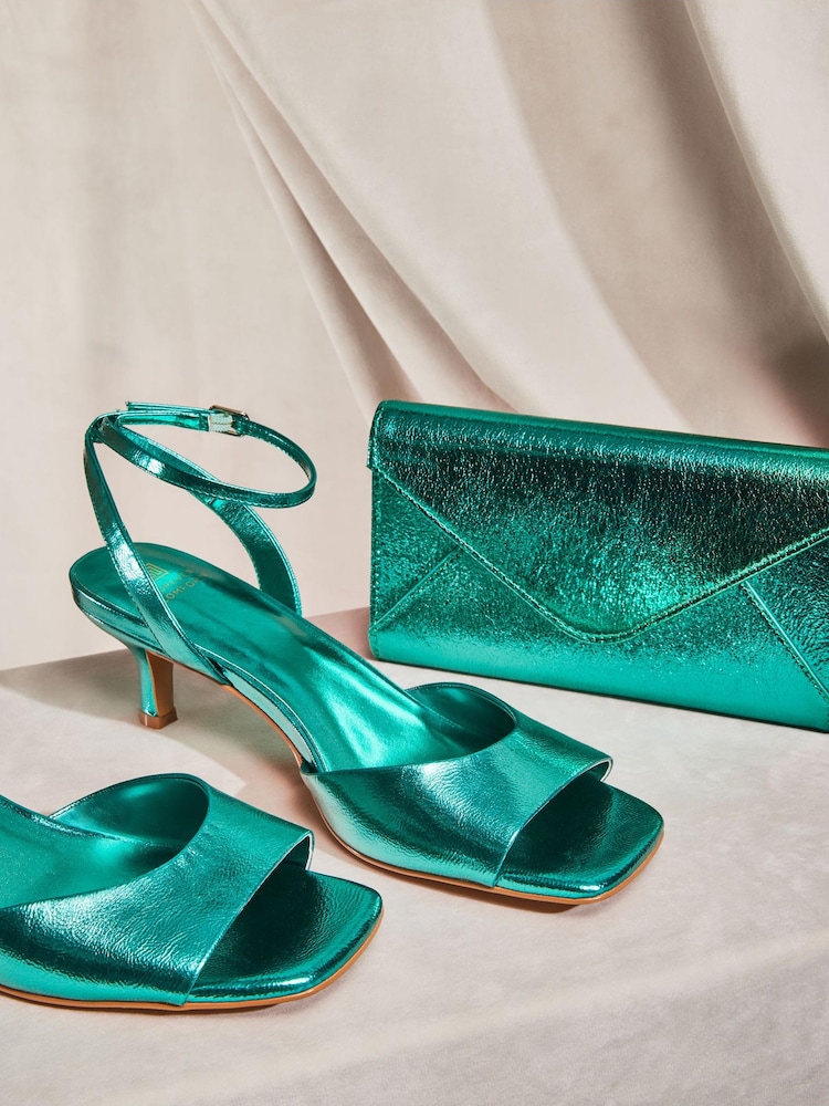Emerald Green Forever Comfort® Metallic Kitten Heel Sandals - Image 7 of 8