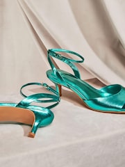 Emerald Green Forever Comfort® Metallic Kitten Heel Sandals - Image 8 of 8