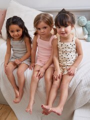 Светло-бежевый/розовый в горошек и в полоску - Cami Short Pyjamas 3 Pack (3-16yrs) - Изображение 1 из 3