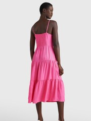 Tommy Hilfiger Pink Jacquard Flare Midi Dress - Image 2 of 6