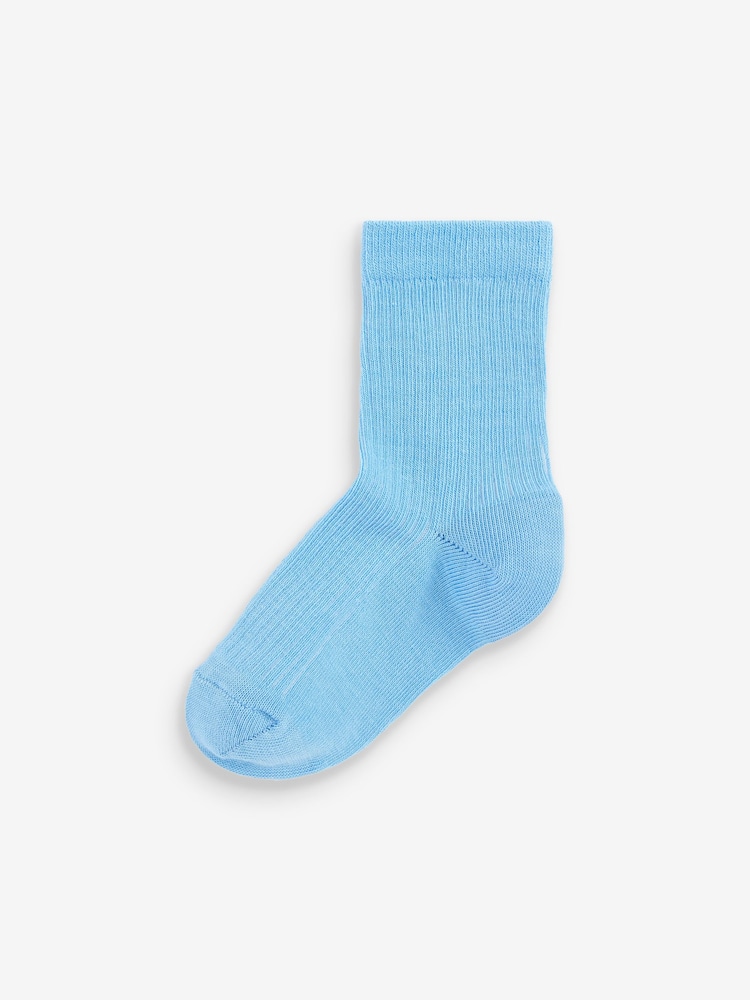 Blue/Navy Cotton Rich Fine Rib Socks 7 Pack - Image 5 of 8