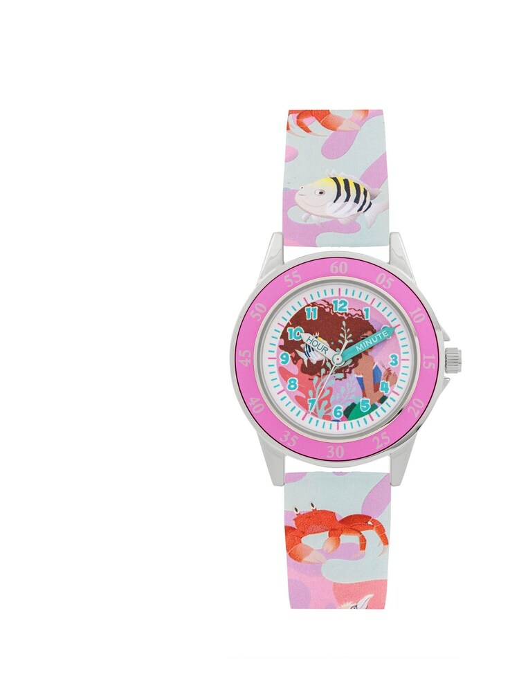 Peers Hardy Disney The Little Mermaid Silicone Strap Time Teacher Pink Watch - Image 1 of 4