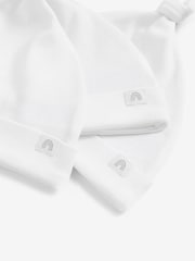 White 100% Cotton Tie Top Baby Hats 3 Pack (0-12mths) - Image 2 of 2